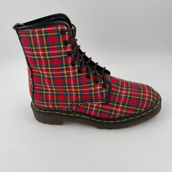 Vintage 80’s Dr Martens Tartan Textile Double Stitched Boots Made England Size 7 - Picture 2 of 16